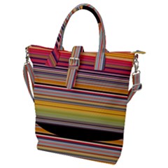 Neopolitan Horizontal Lines Strokes Buckle Top Tote Bag