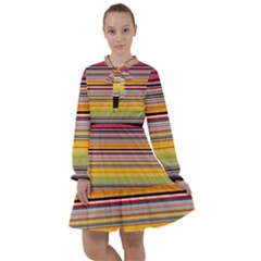 Neopolitan Horizontal Lines Strokes All Frills Chiffon Dress