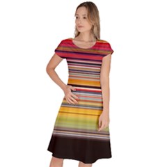 Neopolitan Horizontal Lines Strokes Classic Short Sleeve Dress by Bangk1t