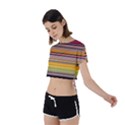 Neopolitan Horizontal Lines Strokes Tie Back Short Sleeve Crop Tee View2