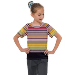 Neopolitan Horizontal Lines Strokes Kids  Mesh Piece Tee