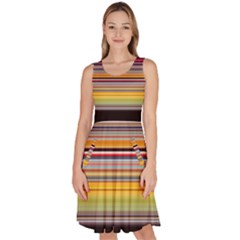 Neopolitan Horizontal Lines Strokes Knee Length Skater Dress With Pockets