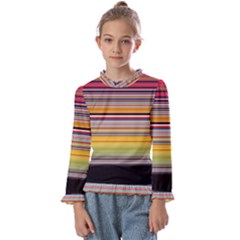 Neopolitan Horizontal Lines Strokes Kids  Frill Detail Tee