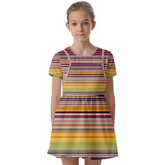 Neopolitan Horizontal Lines Strokes Kids  Short Sleeve Pinafore Style Dress by Bangk1t