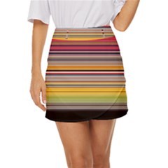 Neopolitan Horizontal Lines Strokes Mini Front Wrap Skirt by Bangk1t