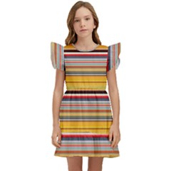 Neopolitan Horizontal Lines Strokes Kids  Winged Sleeve Dress