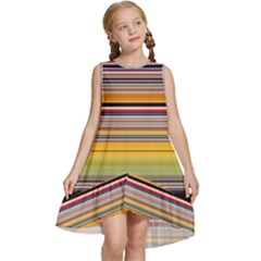 Neopolitan Horizontal Lines Strokes Kids  Frill Swing Dress by Bangk1t