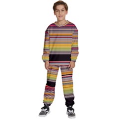 Neopolitan Horizontal Lines Strokes Kids  Sweatshirt Set