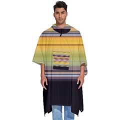 Neopolitan Horizontal Lines Strokes Men s Hooded Rain Ponchos