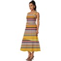 Neopolitan Horizontal Lines Strokes Square Neckline Tiered Midi Dress View2