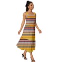 Neopolitan Horizontal Lines Strokes Square Neckline Tiered Midi Dress View3