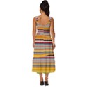 Neopolitan Horizontal Lines Strokes Square Neckline Tiered Midi Dress View4