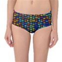 Geometric Colorful Square Rectangle Mid-Waist Bikini Bottoms View1