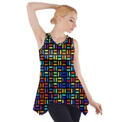 Geometric Colorful Square Rectangle Side Drop Tank Tunic