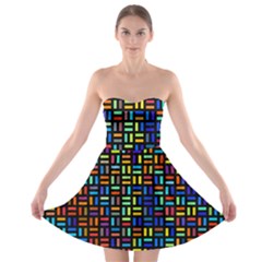 Geometric Colorful Square Rectangle Strapless Bra Top Dress