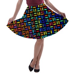 Geometric Colorful Square Rectangle A-line Skater Skirt