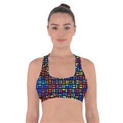 Geometric Colorful Square Rectangle Cross Back Sports Bra