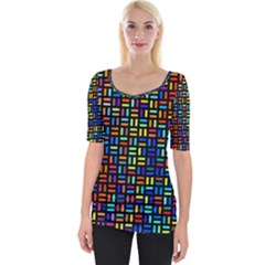 Geometric Colorful Square Rectangle Wide Neckline Tee