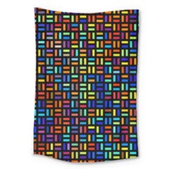 Geometric Colorful Square Rectangle Large Tapestry by Bangk1t