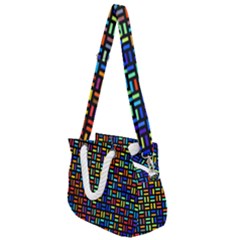 Geometric Colorful Square Rectangle Rope Handles Shoulder Strap Bag by Bangk1t