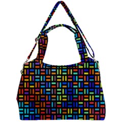 Geometric Colorful Square Rectangle Double Compartment Shoulder Bag by Bangk1t