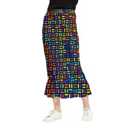 Geometric Colorful Square Rectangle Maxi Fishtail Chiffon Skirt by Bangk1t