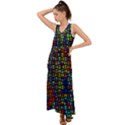 Geometric Colorful Square Rectangle V-Neck Chiffon Maxi Dress View1