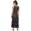 Geometric Colorful Square Rectangle V-Neck Chiffon Maxi Dress View2