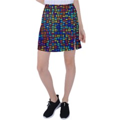 Geometric Colorful Square Rectangle Tennis Skirt by Bangk1t