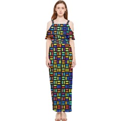 Geometric Colorful Square Rectangle Draped Sleeveless Chiffon Jumpsuit by Bangk1t