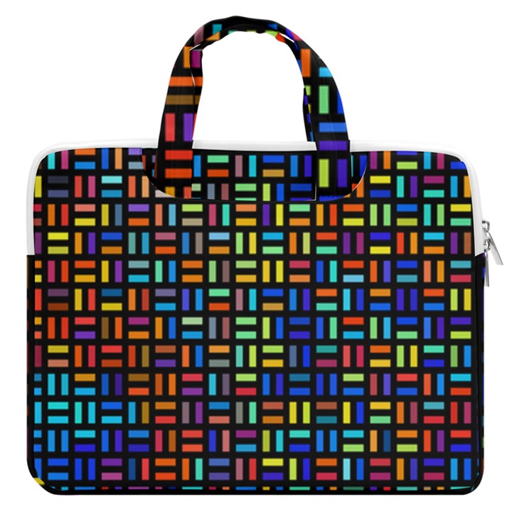 Geometric Colorful Square Rectangle MacBook Pro 16  Double Pocket Laptop Bag 