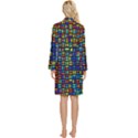 Geometric Colorful Square Rectangle Long Sleeve Velvet Robe View4