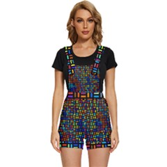 Geometric Colorful Square Rectangle Short Overalls by Bangk1t