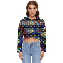 Geometric Colorful Square Rectangle Women s Lightweight Cropped Hoodie by Bangk1t