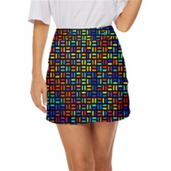 Geometric Colorful Square Rectangle Mini Front Wrap Skirt by Bangk1t