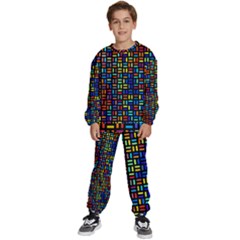 Geometric Colorful Square Rectangle Kids  Sweatshirt Set