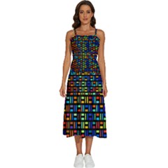 Geometric Colorful Square Rectangle Sleeveless Shoulder Straps Boho Dress