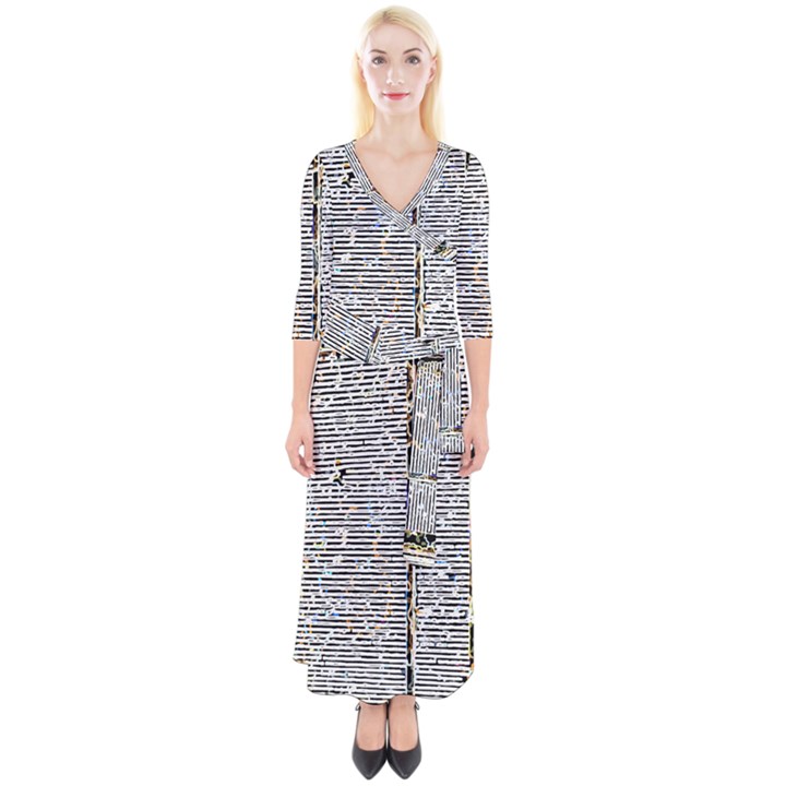 Manuscript Lost Pages Lost History Quarter Sleeve Wrap Maxi Dress