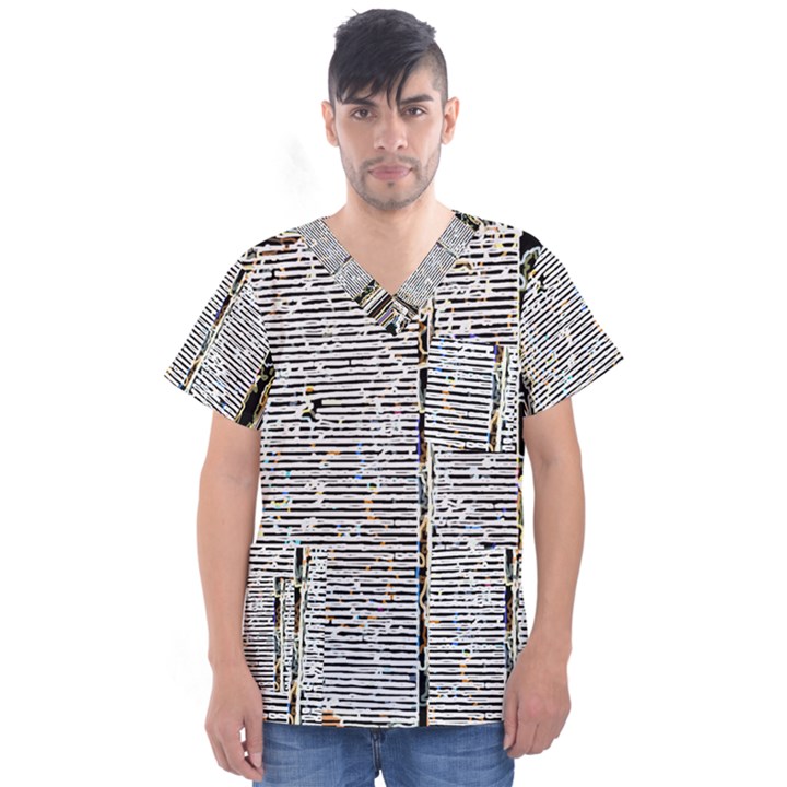 Manuscript Lost Pages Lost History Men s V-Neck Scrub Top