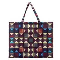 Symmetry Geometric Pattern Texture Zipper Large Tote Bag by Bangk1t