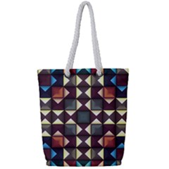 Symmetry Geometric Pattern Texture Full Print Rope Handle Tote (small) by Bangk1t