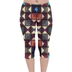 Symmetry Geometric Pattern Texture Velvet Capri Leggings 