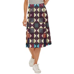 Symmetry Geometric Pattern Texture Midi Panel Skirt