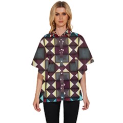 Symmetry Geometric Pattern Texture Women s Batwing Button Up Shirt