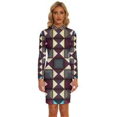 Symmetry Geometric Pattern Texture Long Sleeve Shirt Collar Bodycon Dress by Bangk1t