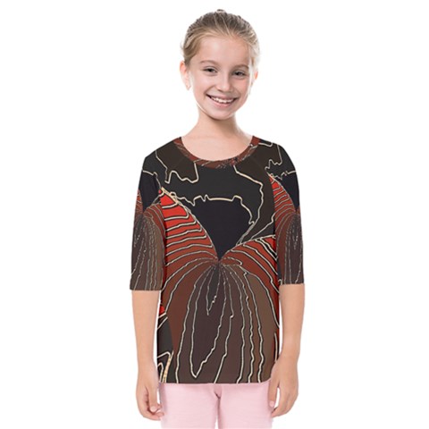 Red Gold Black Voracious Plant Leaf Kids  Quarter Sleeve Raglan Tee by Bangk1t