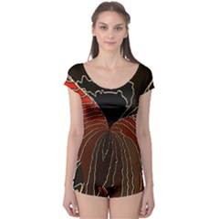 Red Gold Black Voracious Plant Leaf Boyleg Leotard 