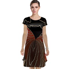 Red Gold Black Voracious Plant Leaf Cap Sleeve Nightdress