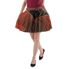 Red Gold Black Voracious Plant Leaf A-line Pocket Skirt