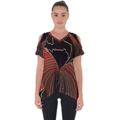 Red Gold Black Voracious Plant Leaf Cut Out Side Drop Tee by Bangk1t